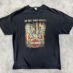 Harley-Davidson Las Vegas Nevada Eagle Flag Graphic T-Shirt Mens XL Black